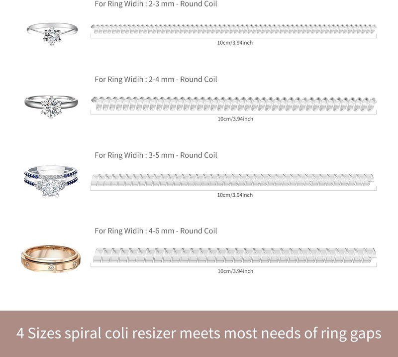 Ottemax Ring Sizers for Loose Rings - 12 Pack, 4 Sizes Ring Resizer, Invisible Guards Design for Women & Men, Spacers and Tighteners, Fits Bands Up to 6mm, Reduces Size by 0.5-1.5, by - Image 2